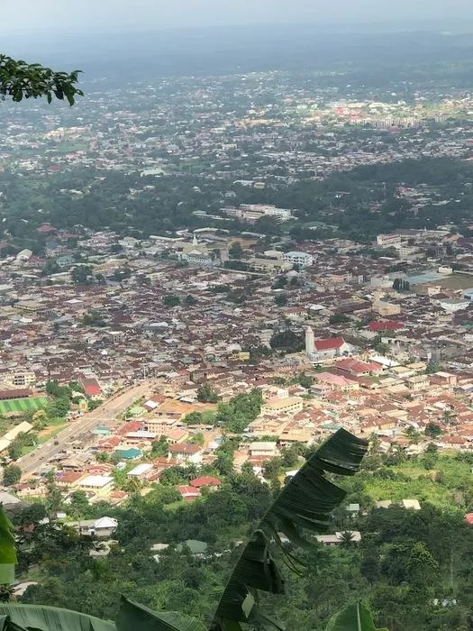 Aerial view of Koforidua from the mountain